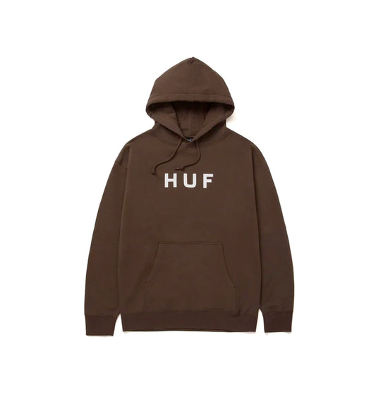 HUF Essentials Og Logo PO Hoodie // Chocolate - Woody Skateshop